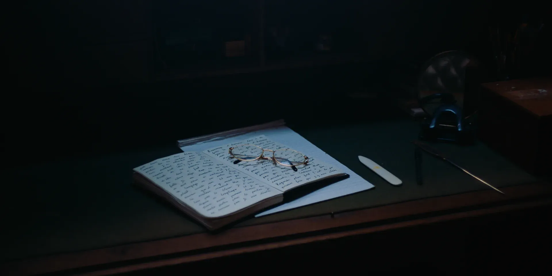 Ana writing in The Tears of Things, directed by Kate Voet
